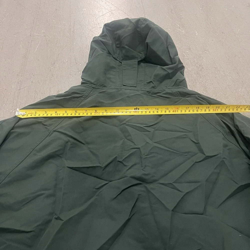 LL Bean Men's Green Full Zip Lightweight Stowaway Rain Jacket Hooded‎ Size L